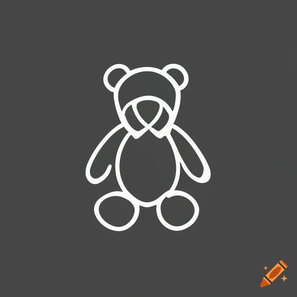 black and white minimalistic teddy bear glyph