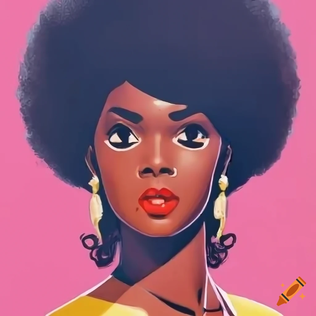 Black celeb with afro cartoon