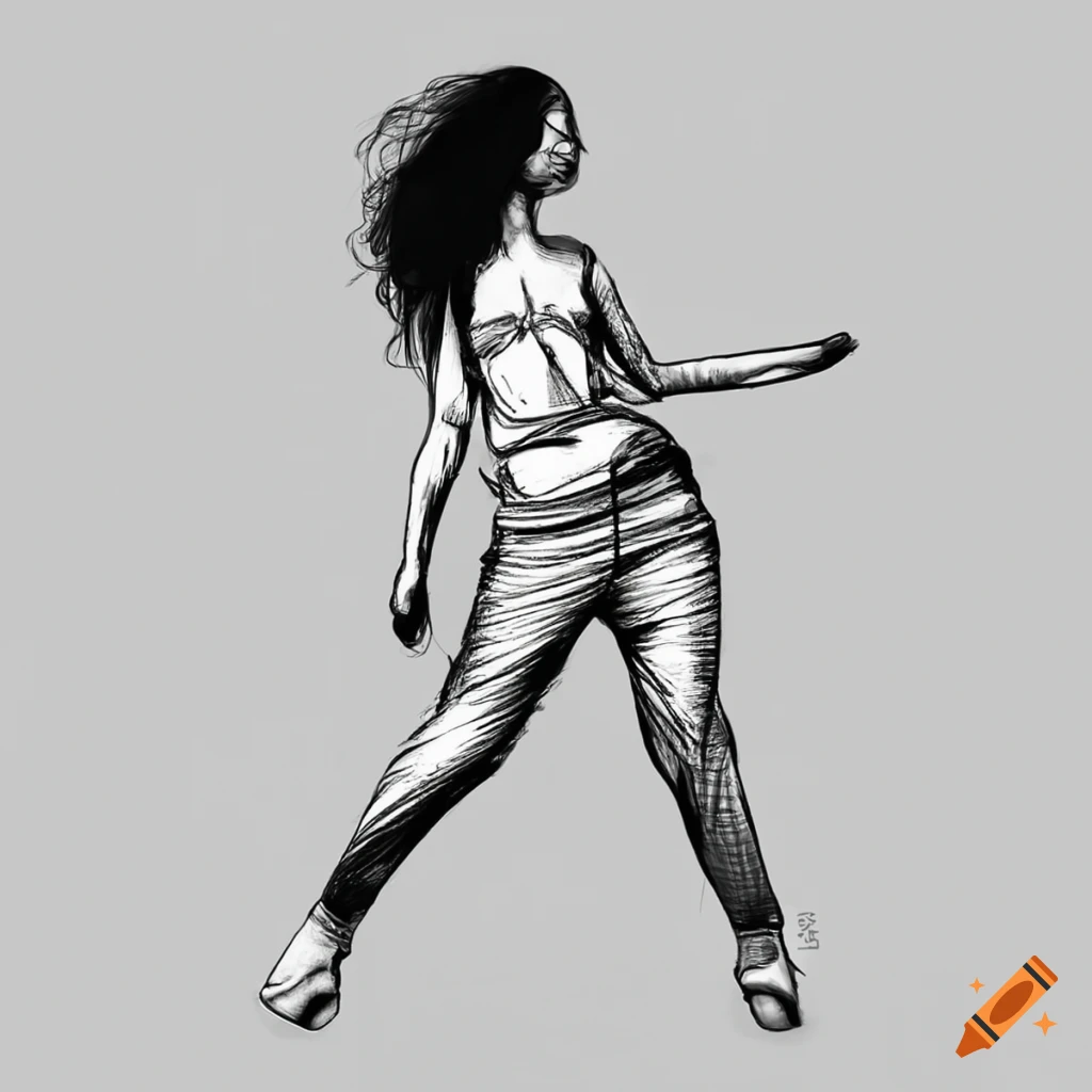 Beautiful Dancing Girl Sketch Made Pensil on White Paper Editorial Stock  Image - Image of painting, pattern: 237850709