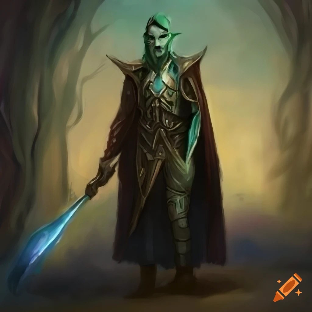 Portrait of a male pale elf bladesinger in dungeons and dragons on Craiyon