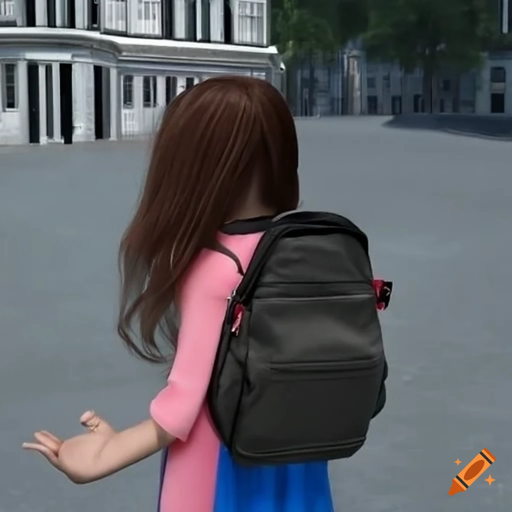 school bag next to a school girl