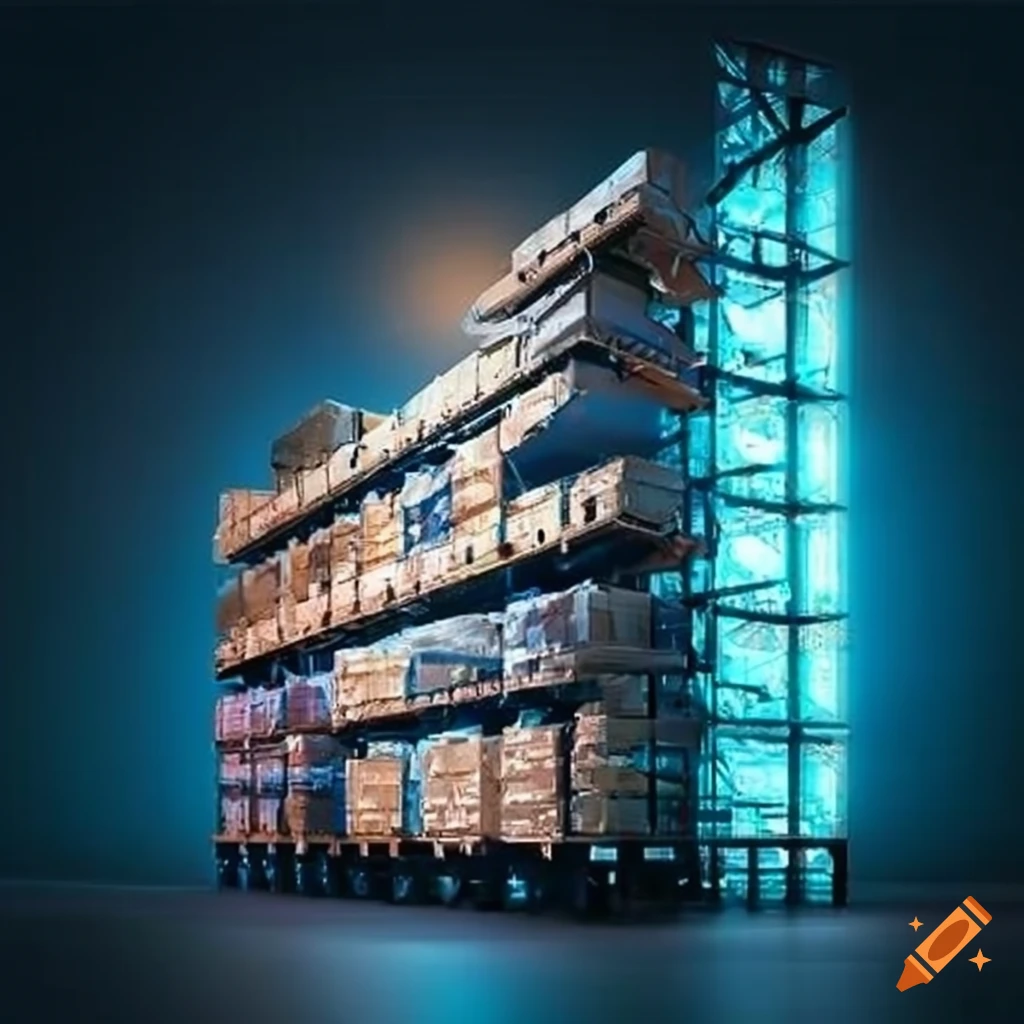 Illustration of advanced warehouse systems on Craiyon