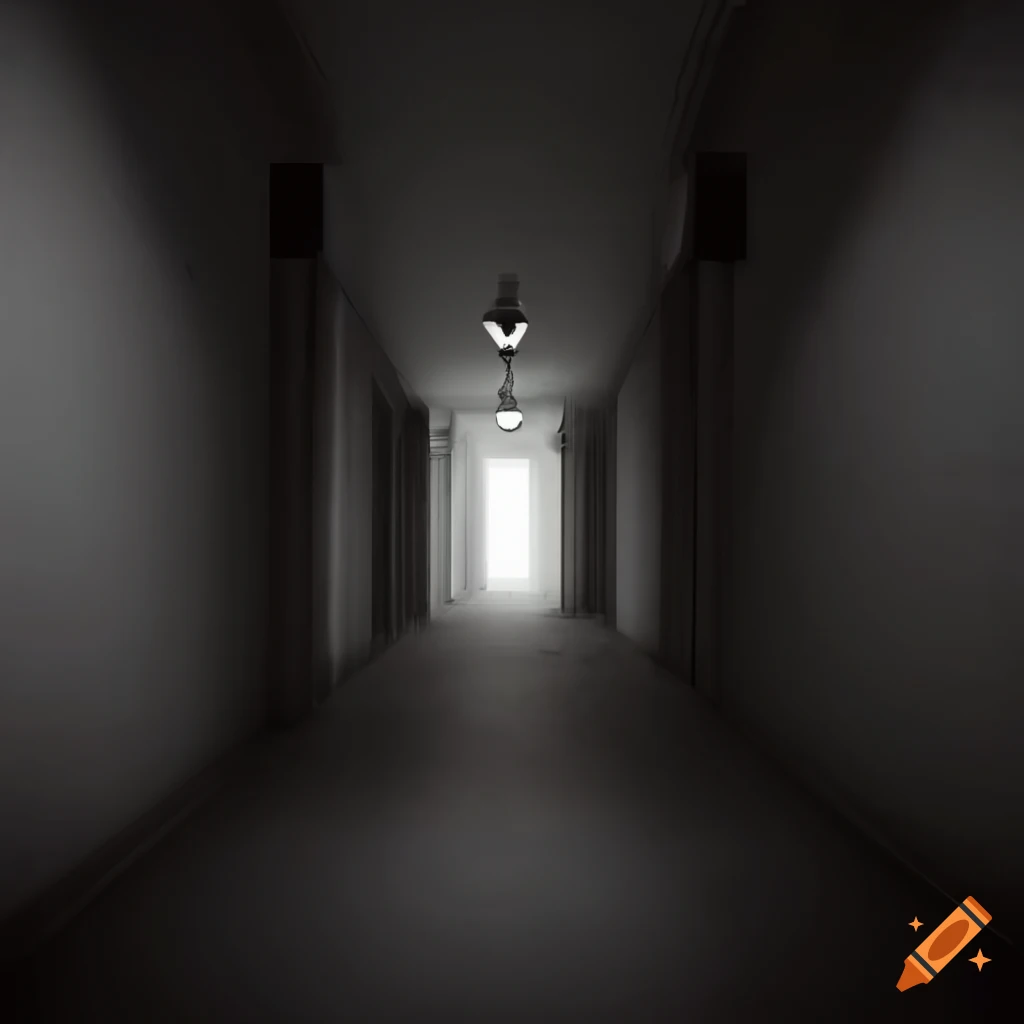 realistic depiction of a liminal hallway