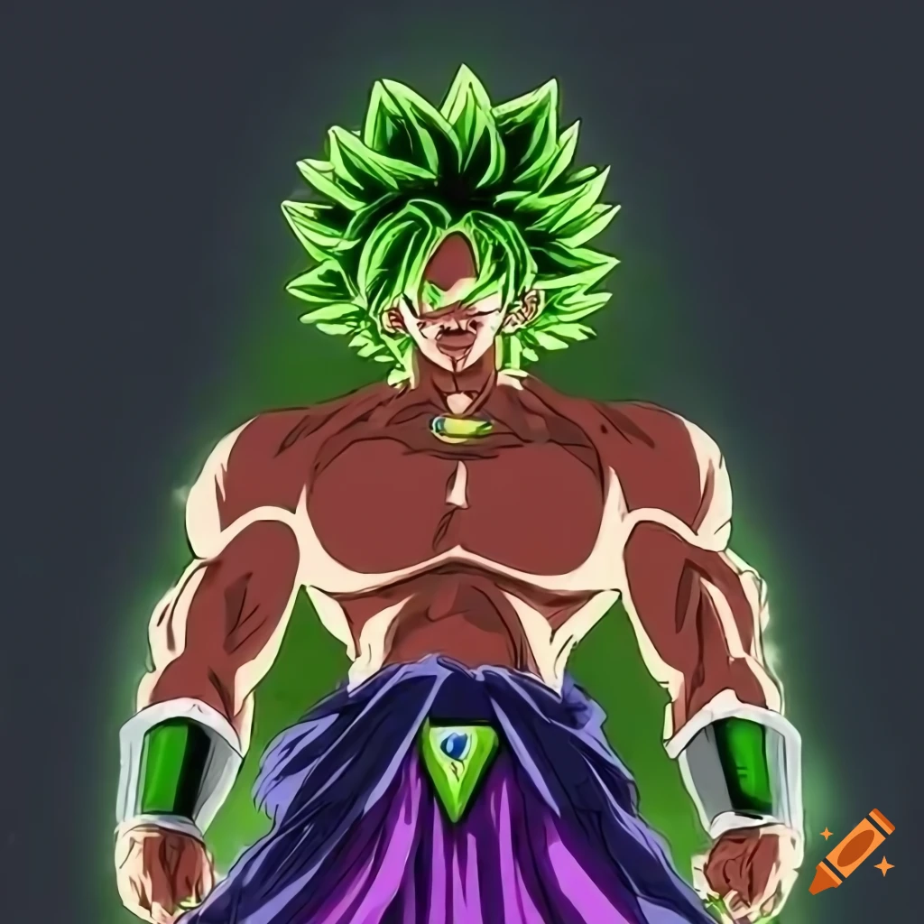 Fanart of broly with a gasmask on Craiyon
