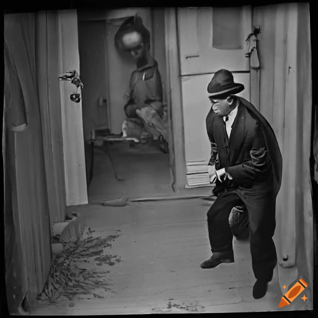 black and white photo of a mysterious mafia man with a gun