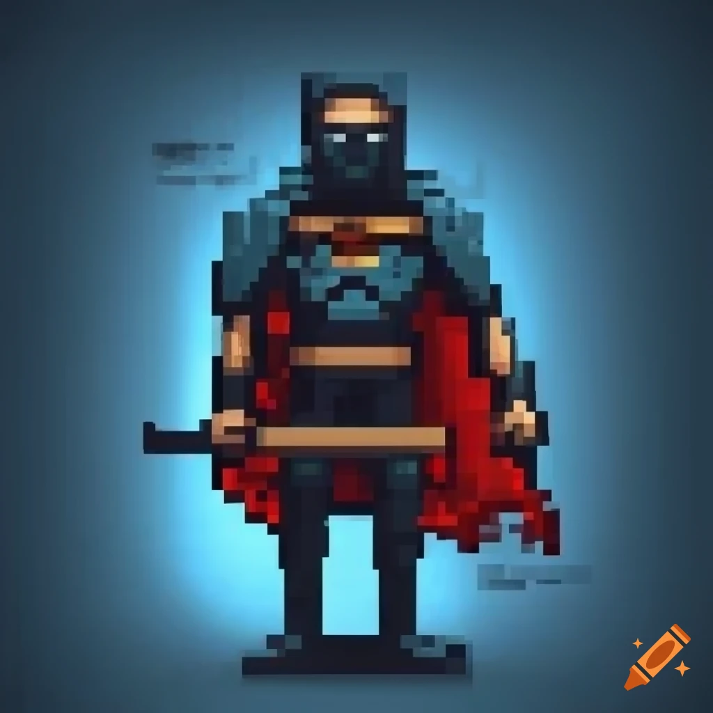 16 bit pixel art of a hero with a sword