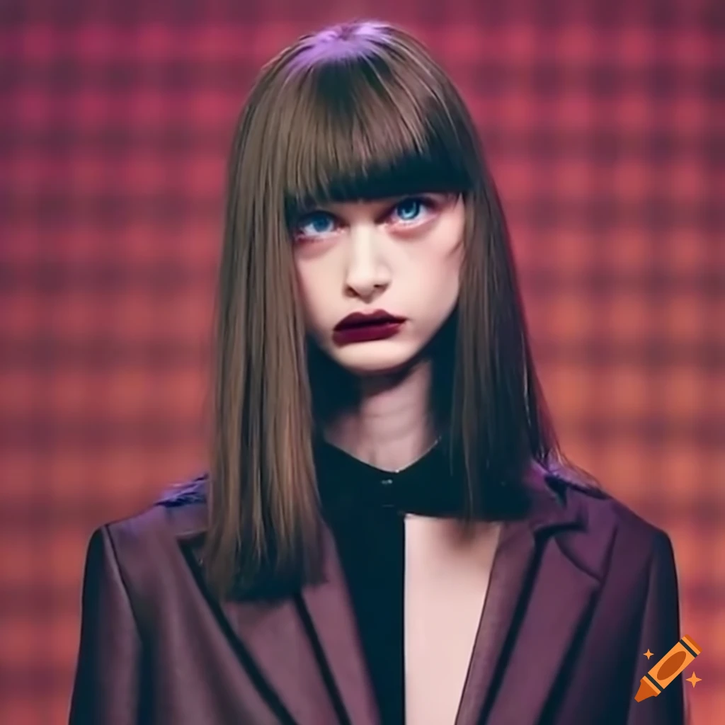 Mia Goth getting her bangs trimmed on a talk show