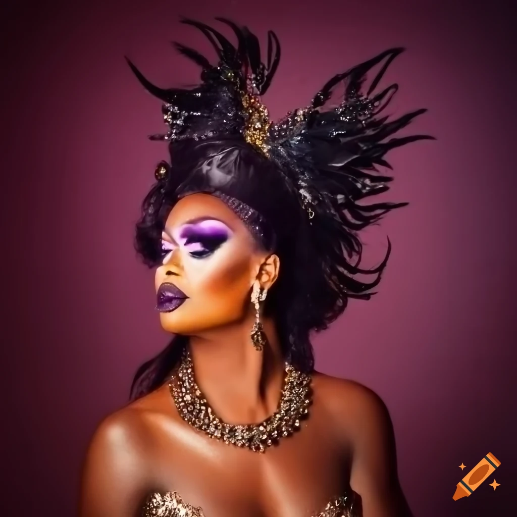 elegant drag queen in a photoshoot with soft lighting