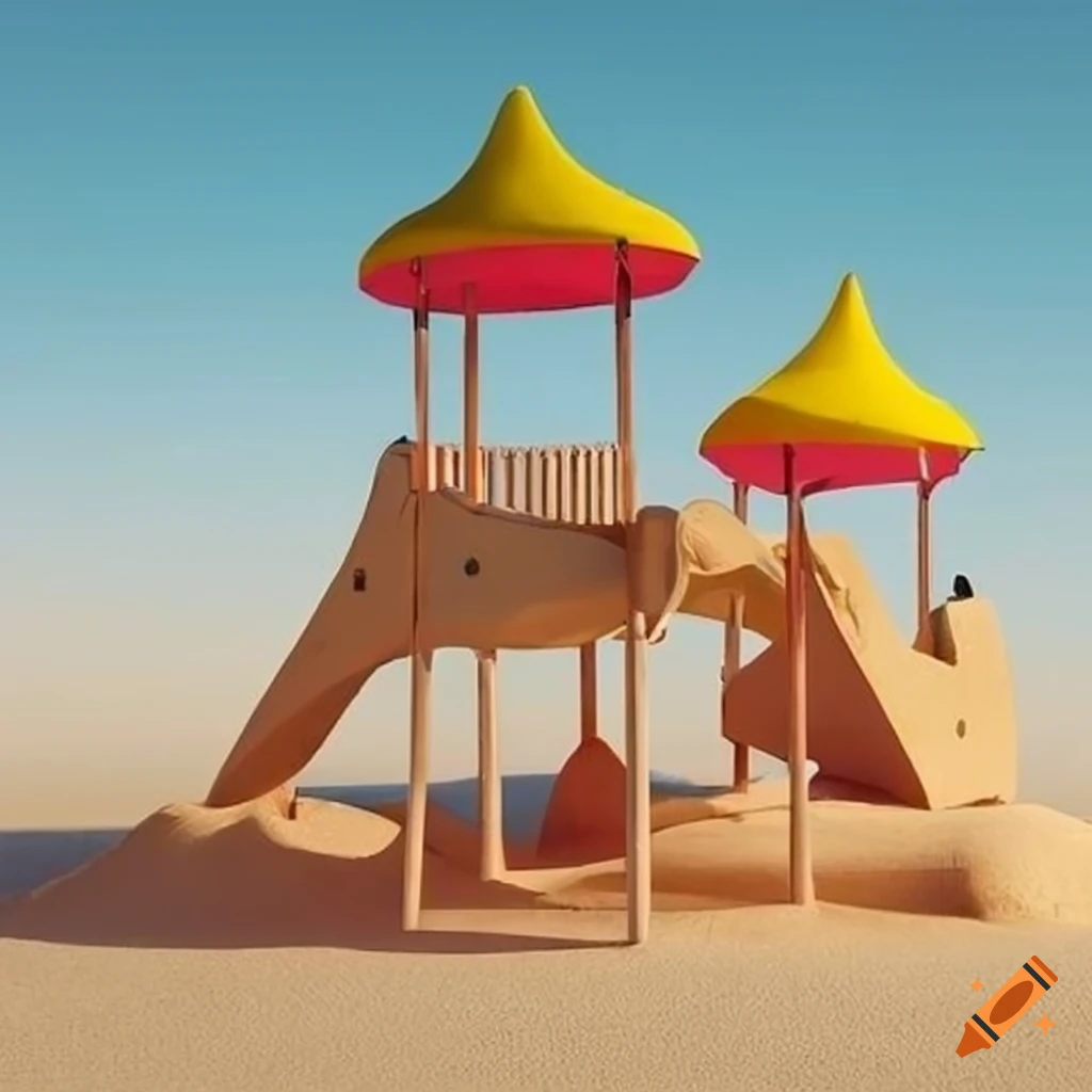 Surreal and colorful playground structures on Craiyon