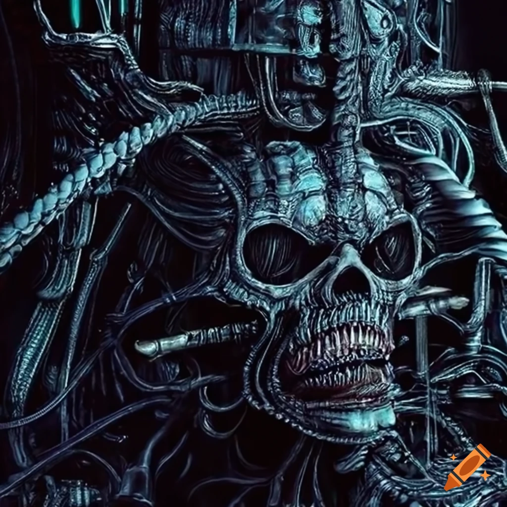 dark and disturbing artwork inspired by H.R. Giger