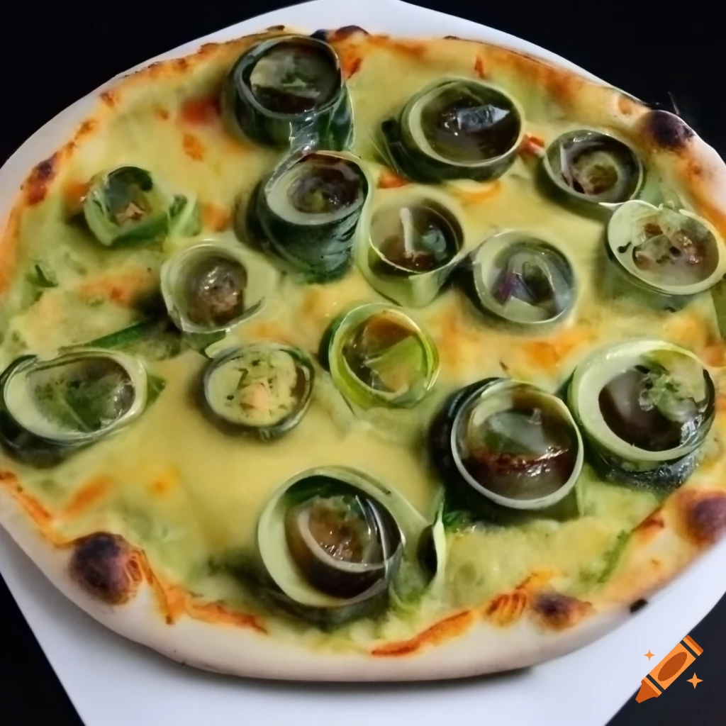 gourmet pizza with escargot toppings