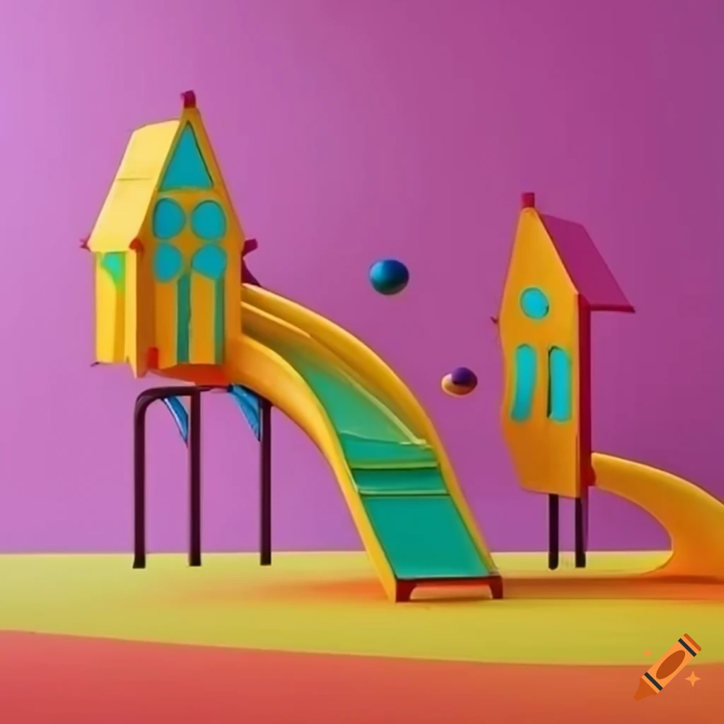 surrealist playground with vibrant colors