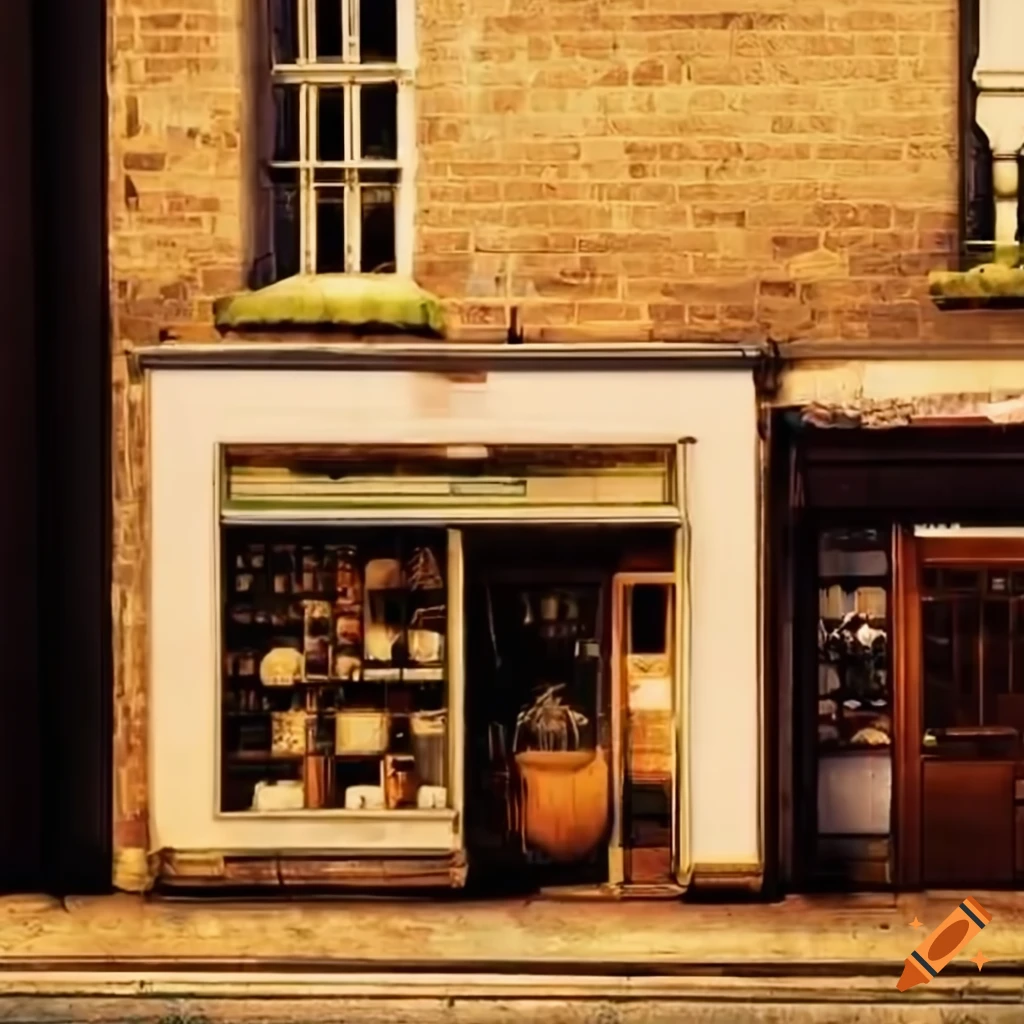 detailed illustration of a row of shops