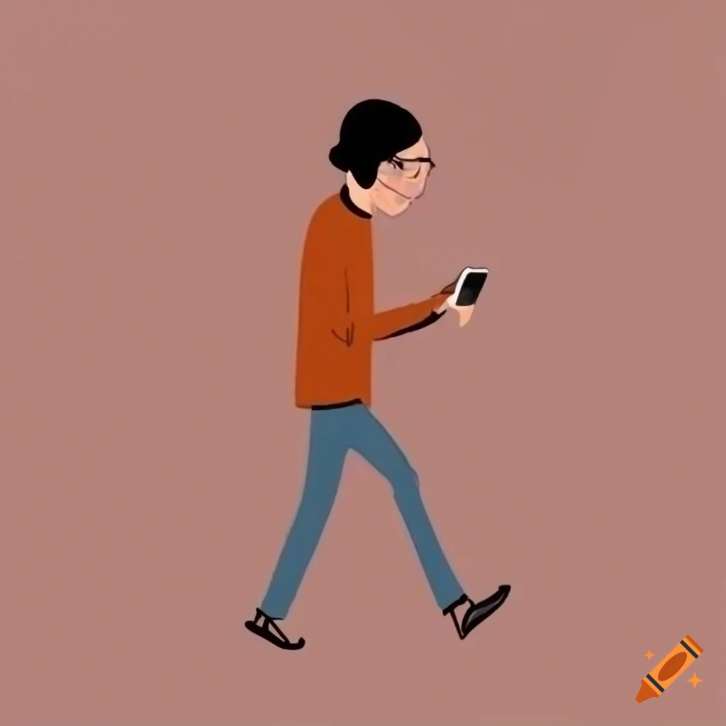vector-graphic-of-a-person-walking-and-using-their-phone-on-craiyon