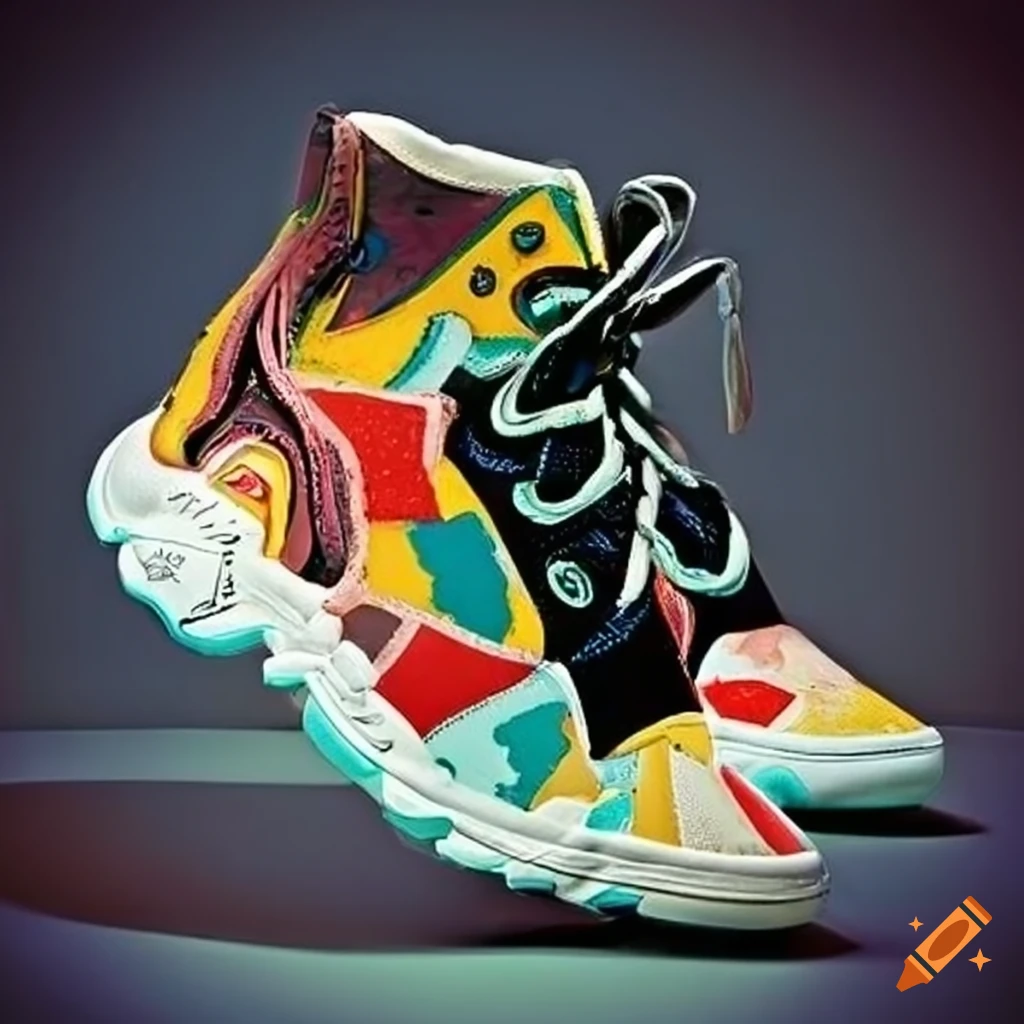 Picasso-inspired sneakers shoes on Craiyon