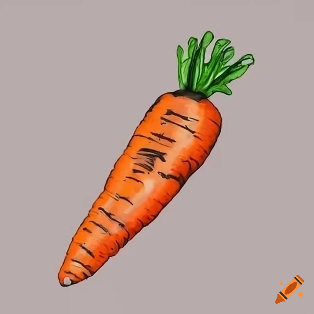 Cheerful Vegan Carrot Cartoon on a White Background | MUSE AI