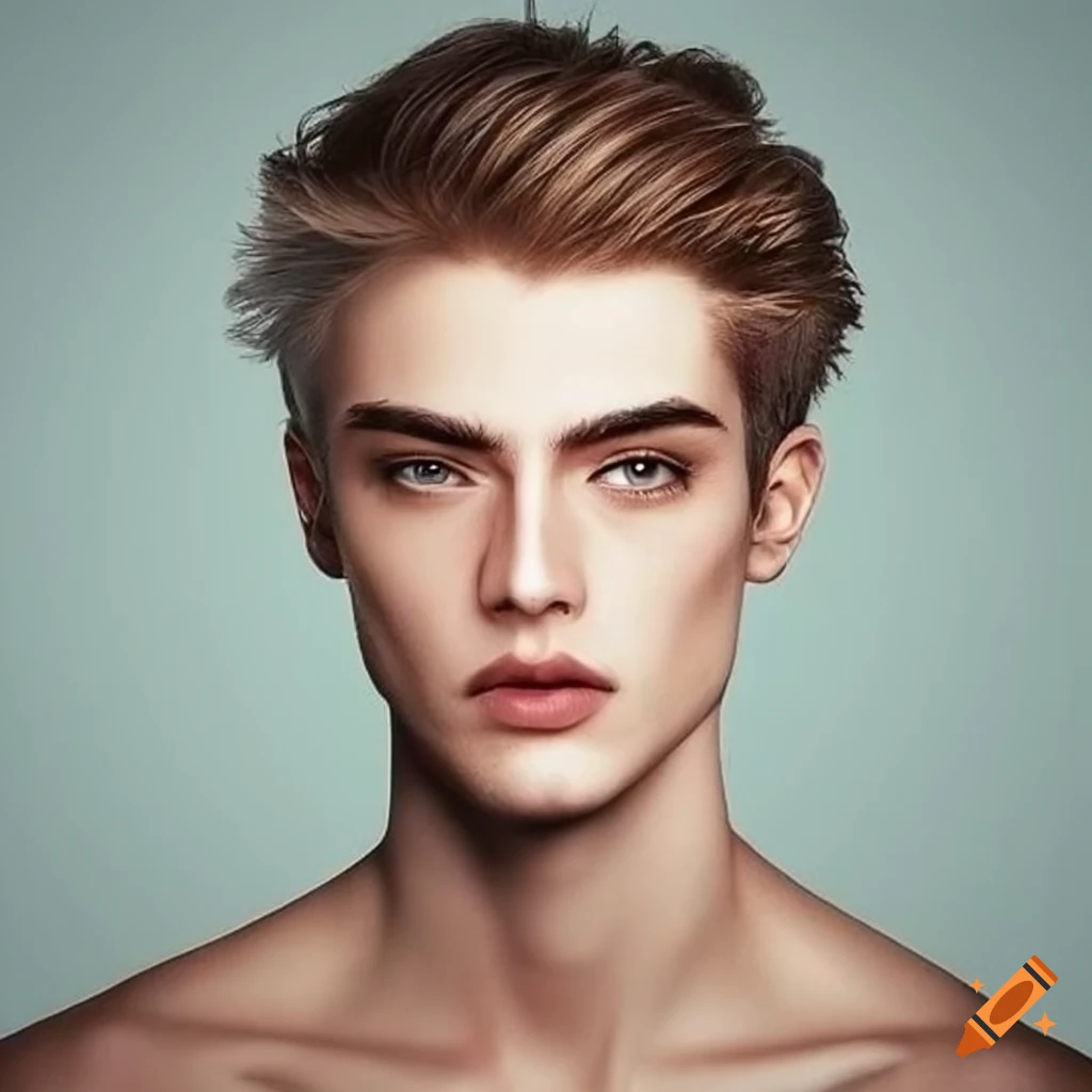 portrait of male model with colorful face paint