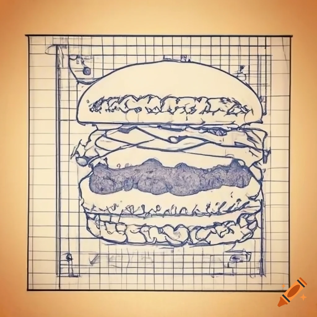 sketch of a cheeseburger blueprint