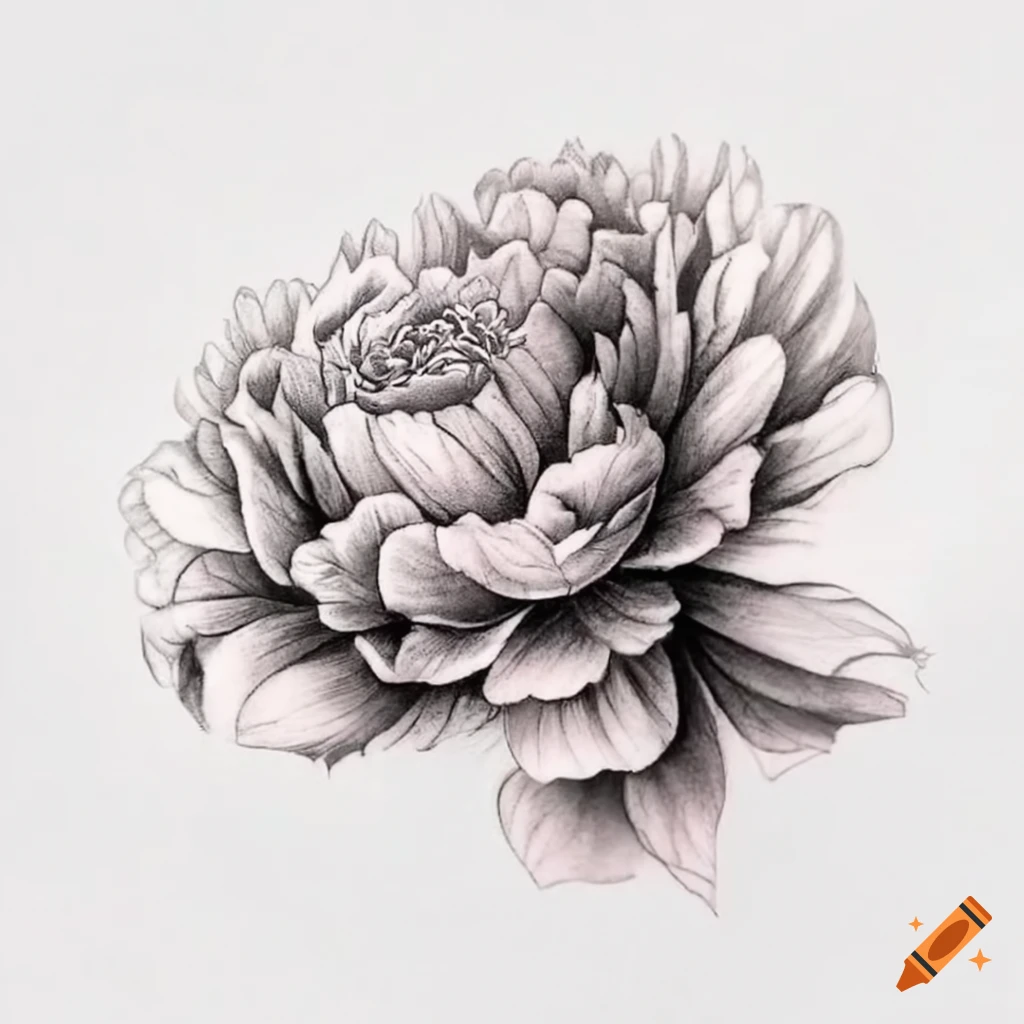 Elegant Peony Tattoo With Cursive Word On Craiyon