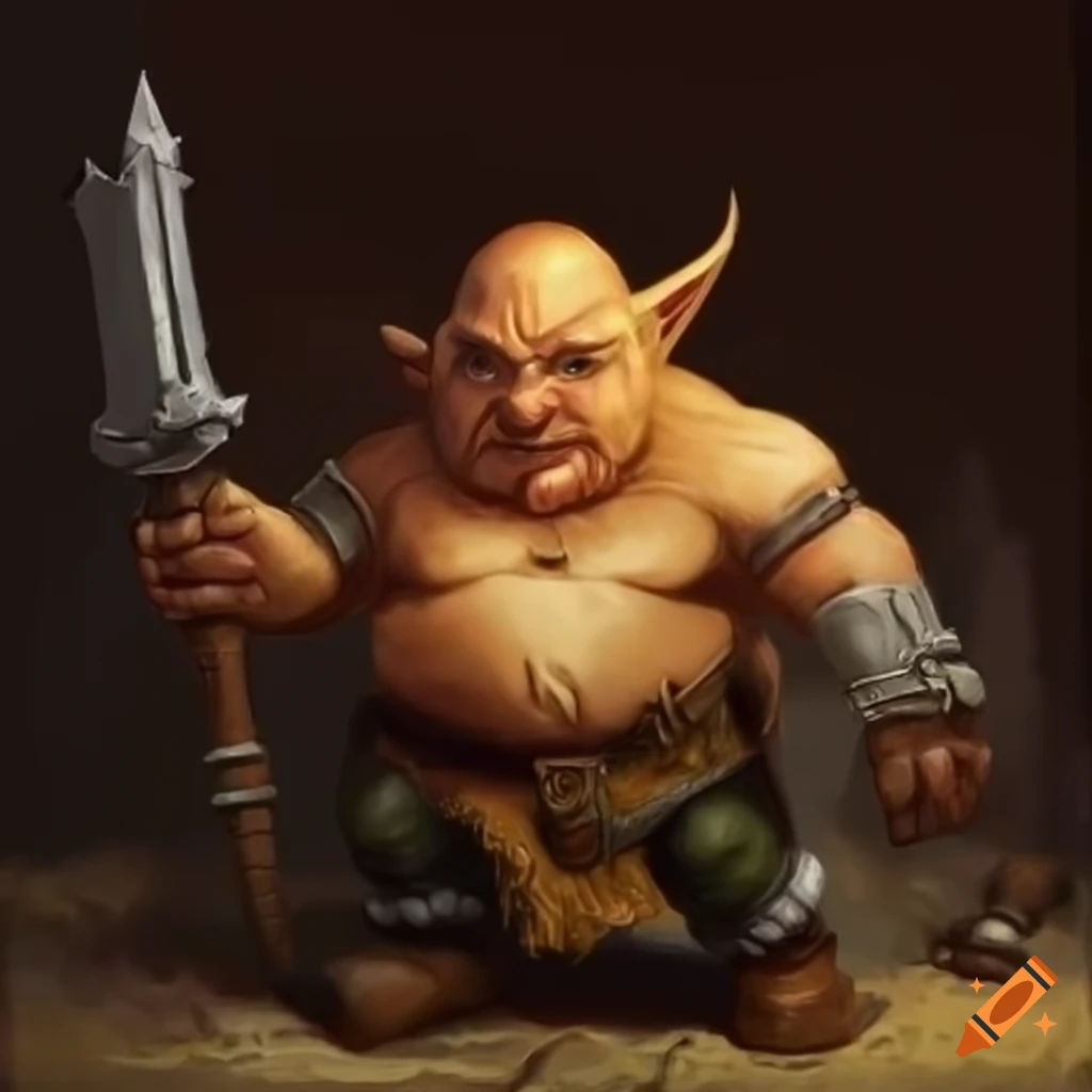 Fantasy painting of a fat dwarf with goblin features on Craiyon