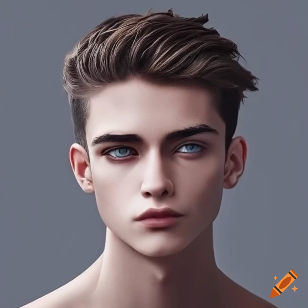 close up of a male model's face