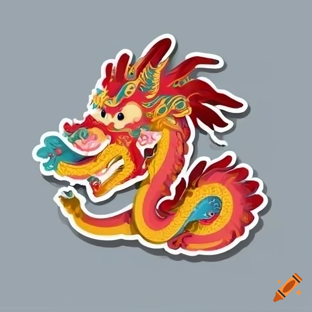 clean and neat Chinese dragon New Year sticker