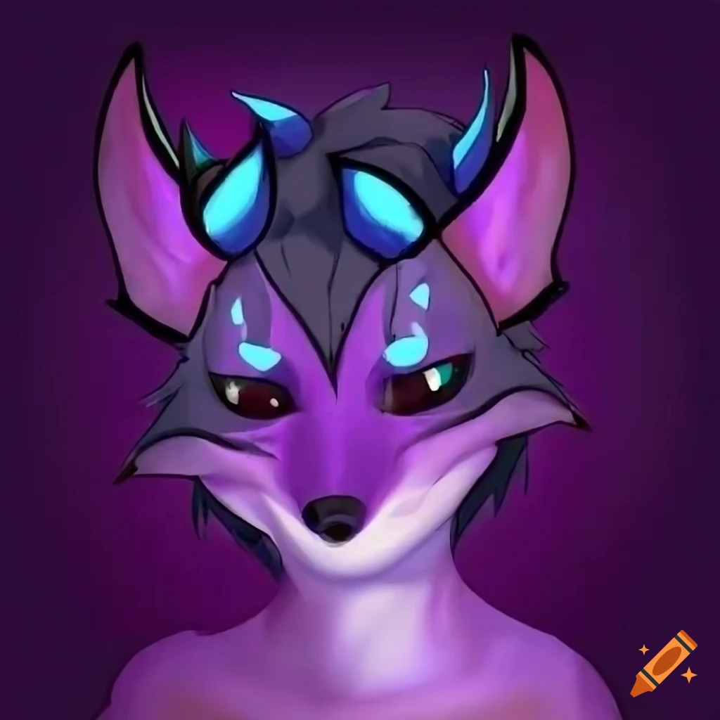 Purple fox protogen fursona