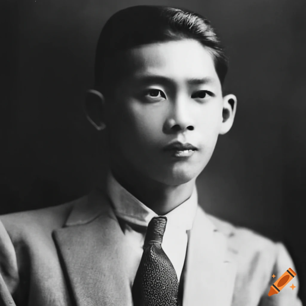 potret resmi pria Indonesia dalam setelan jas oranye