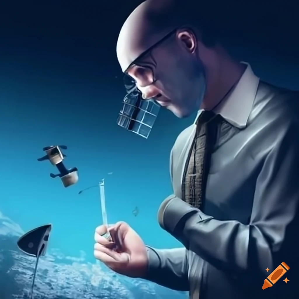 artwork depicting thieves using a satellite and surrounded by money