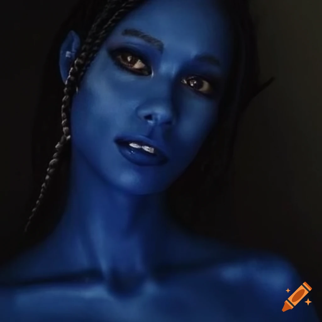 Artistic Depiction Of A Blue Skinned Alien Woman With Braided Black Hair On Craiyon 0201