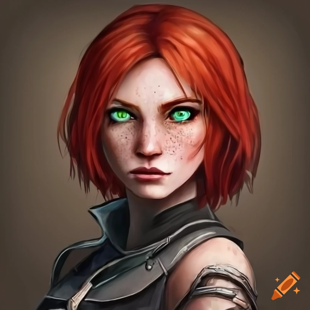 image of a fiery red-haired female rogue character