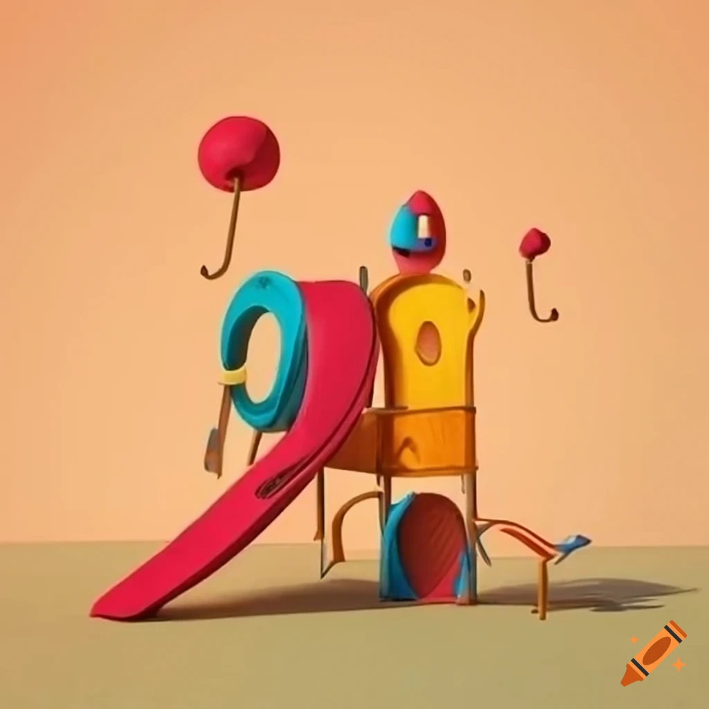 Surreal playground with colorful structures image.