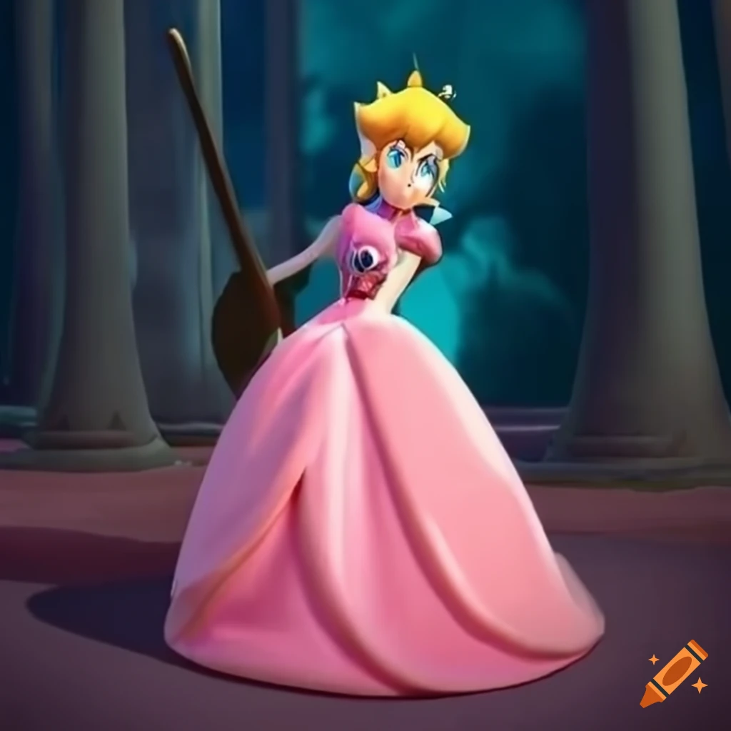 princess-peach-and-link-in-pink-silk-ballgown-on-craiyon