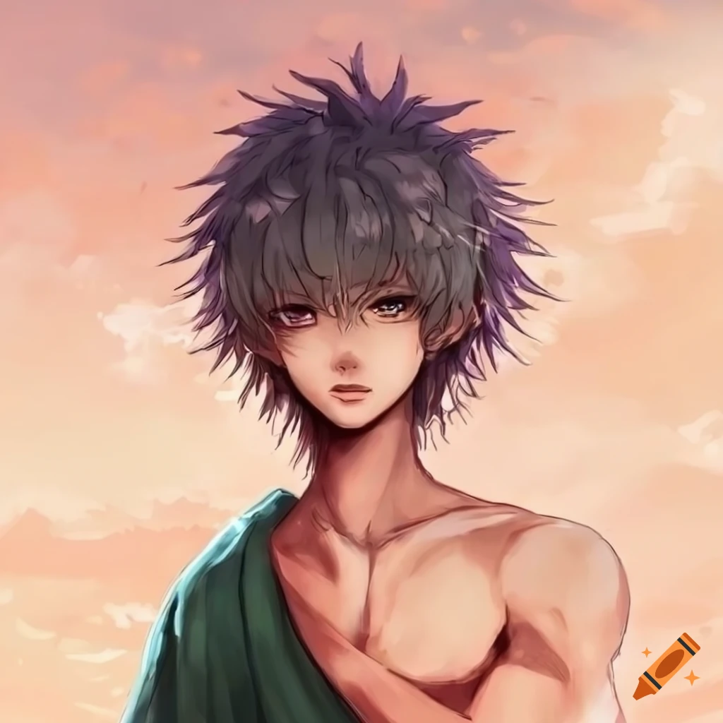 manga style artwork of a majestic male Japanese deity