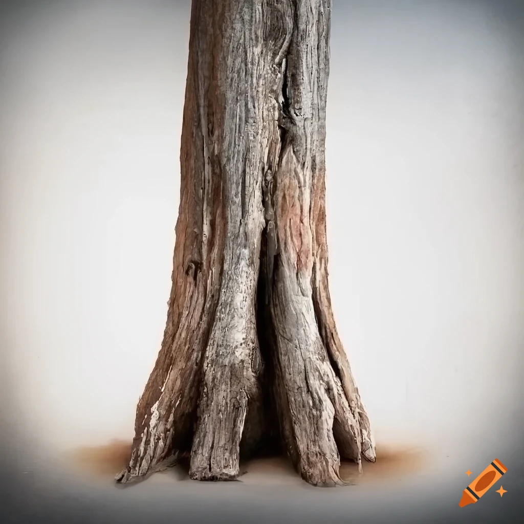 photorealistic watercolor of a tree trunk