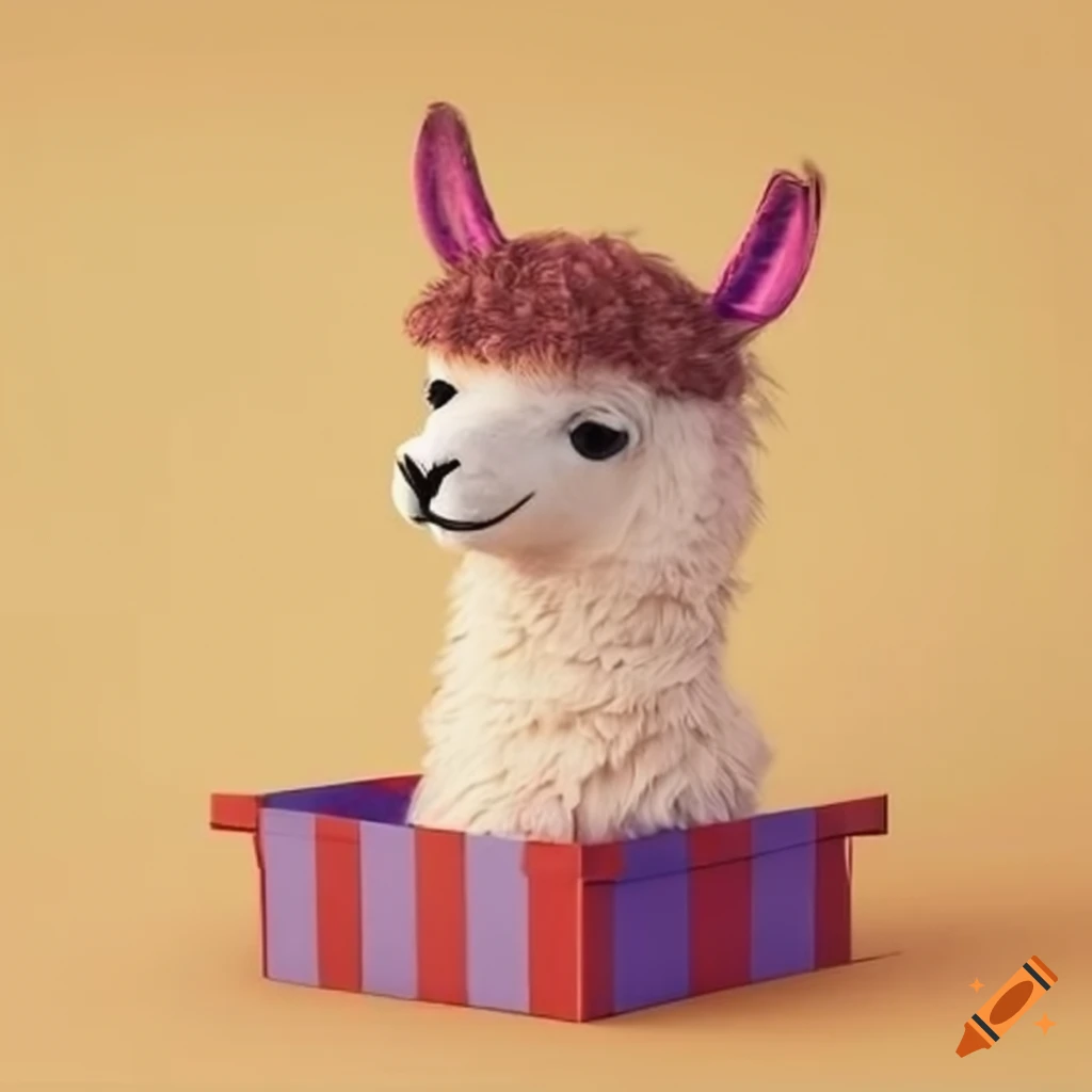 Llama in a gift box on Craiyon