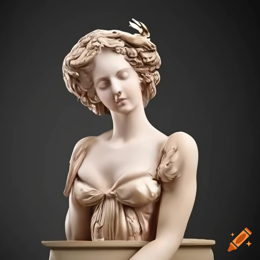 art nouveau statue of a female angel holding a bird