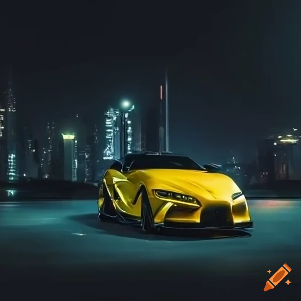 Toyota supra under the starry night on Craiyon