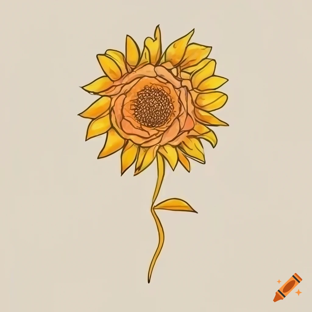 Sunflower Drawing Sketch, Vectors | GraphicRiver