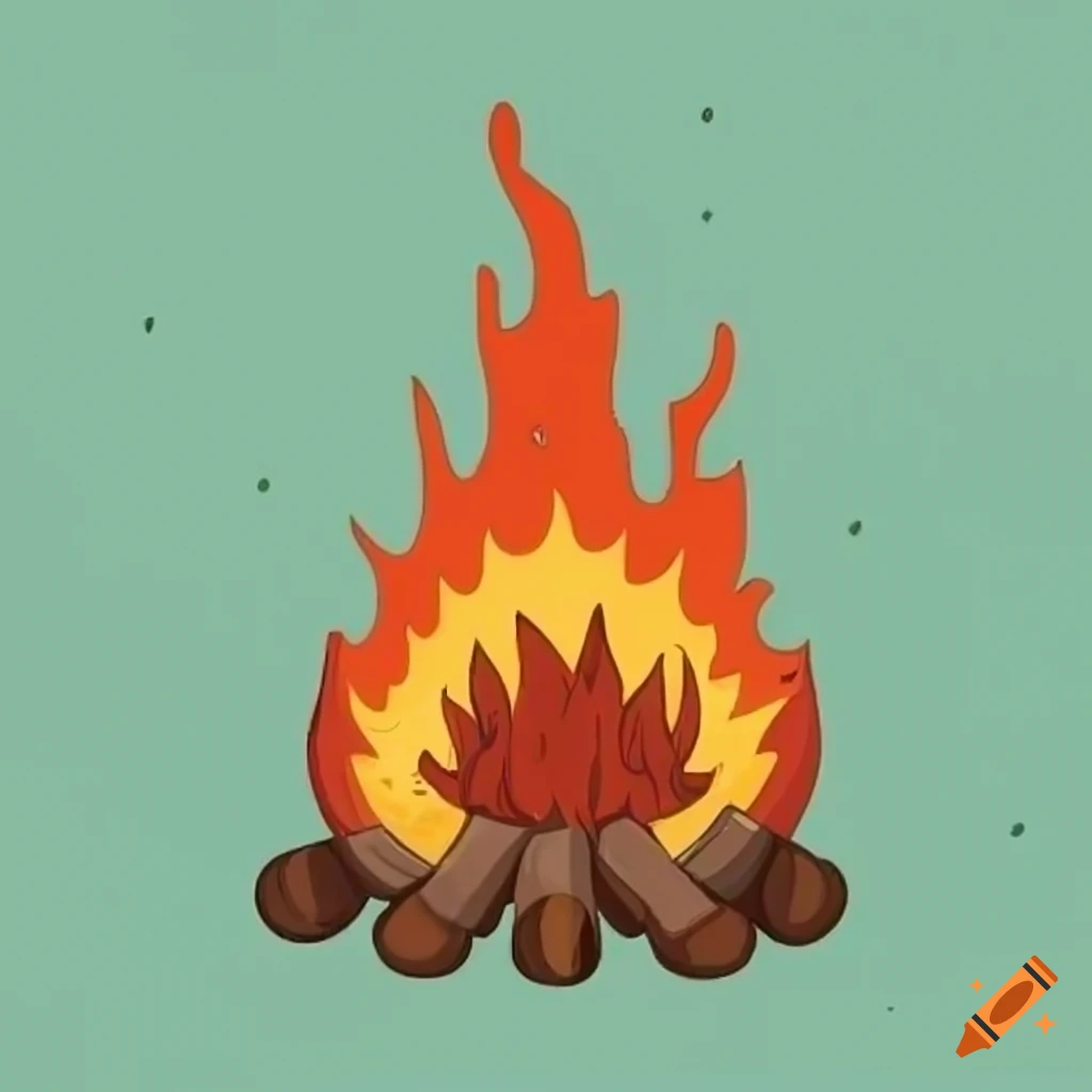 cartoon illustration of a bonfire