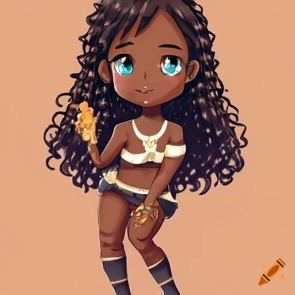 cute chibi illustration of an african american character
