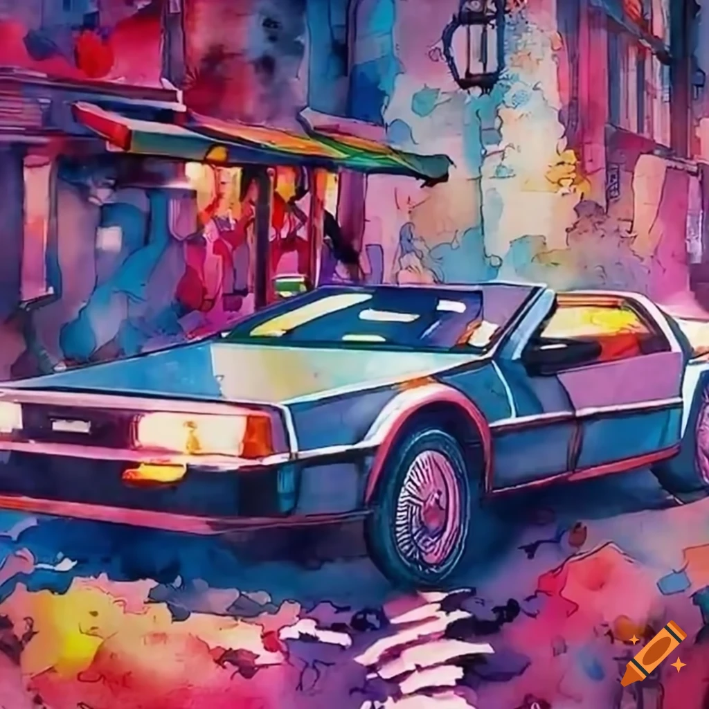 Delorean in a gothic setting