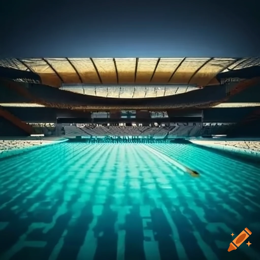 Stadium Racing Pool Stadium with swimming pool instead of grass on Craiyon