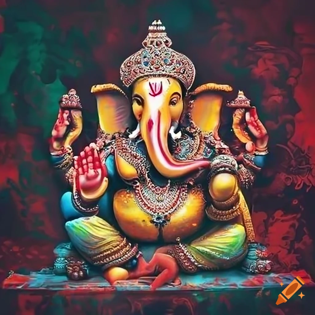 vibrant depiction of Hindu deity Ganesha