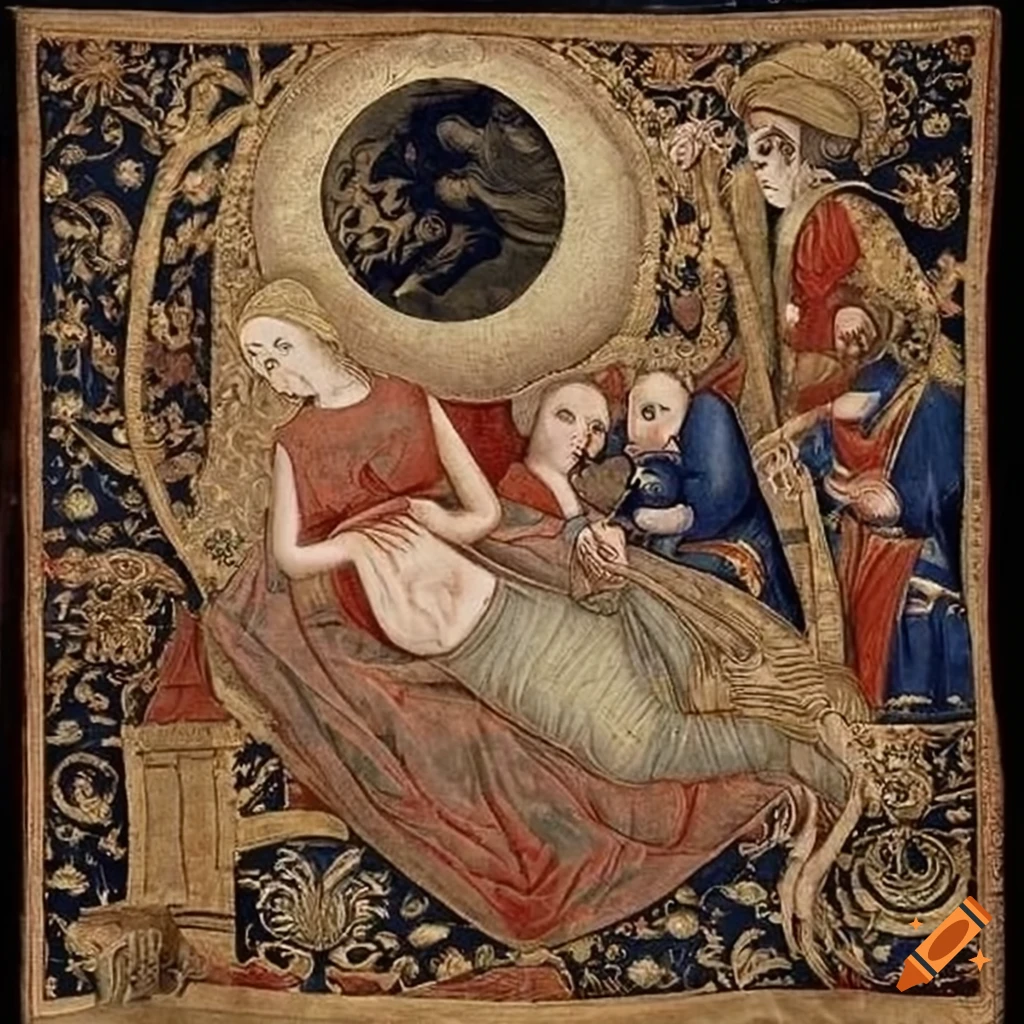 medieval tapestry depicting the moon