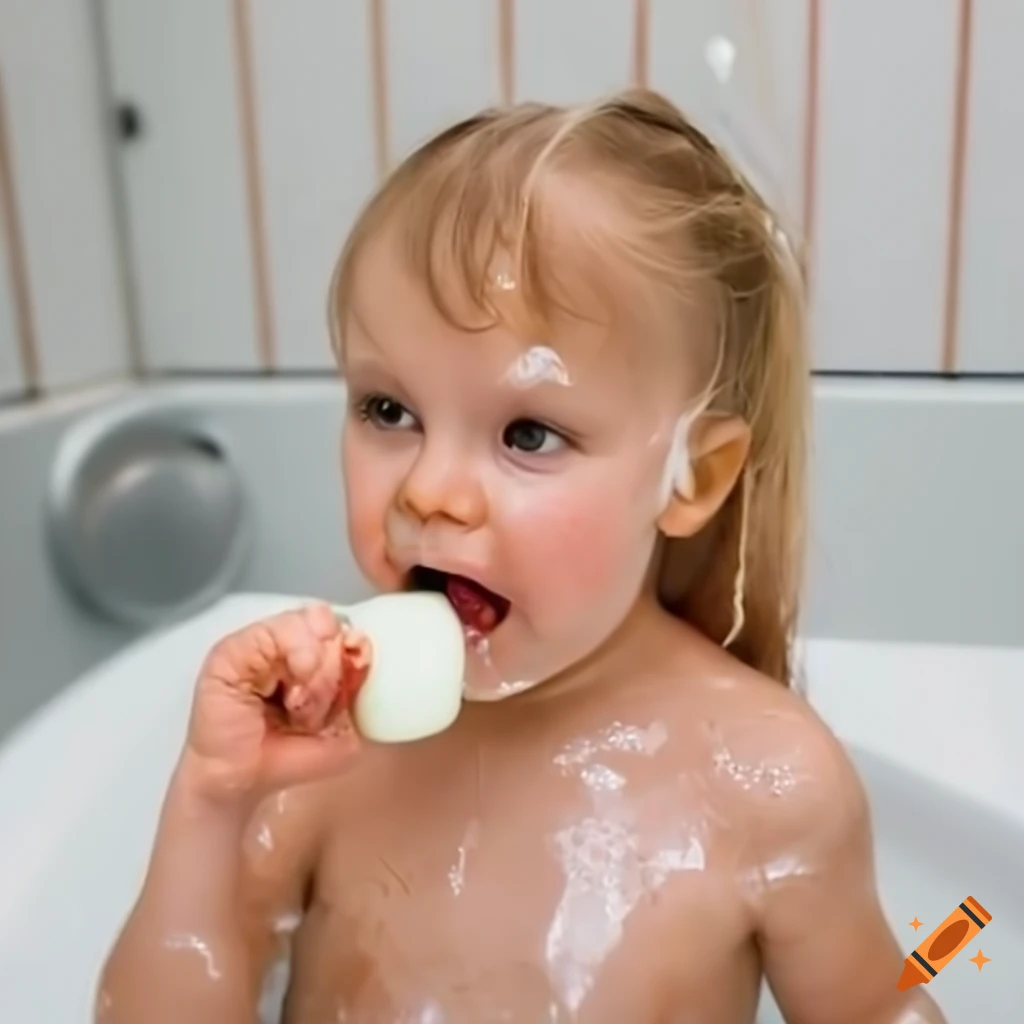 toddler girl eating a white popsicle