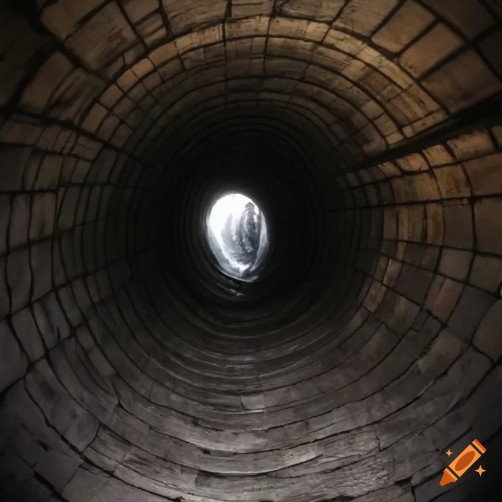 fisheye view of a dark tunnel