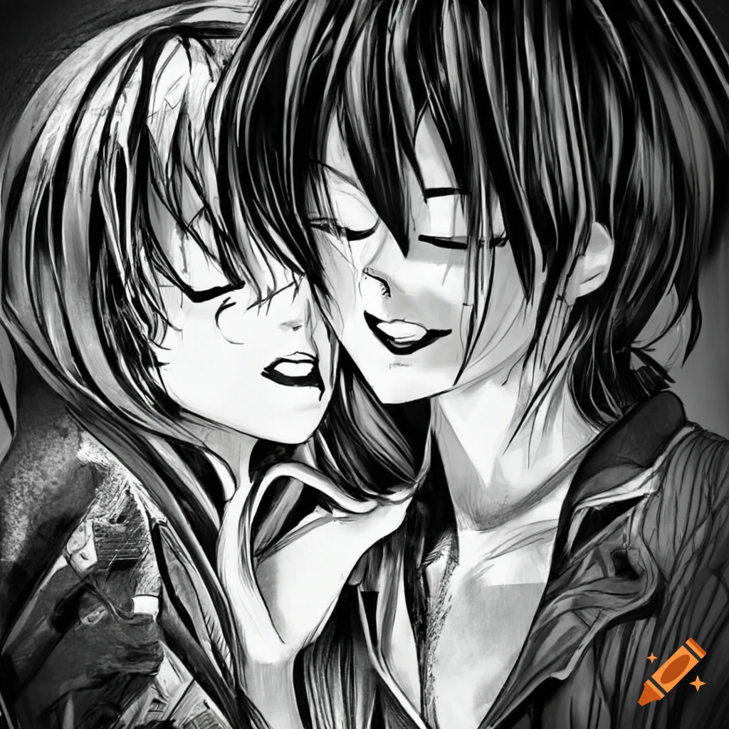 Download Romantic Anime Couple Sketch Wallpaper | Wallpapers.com