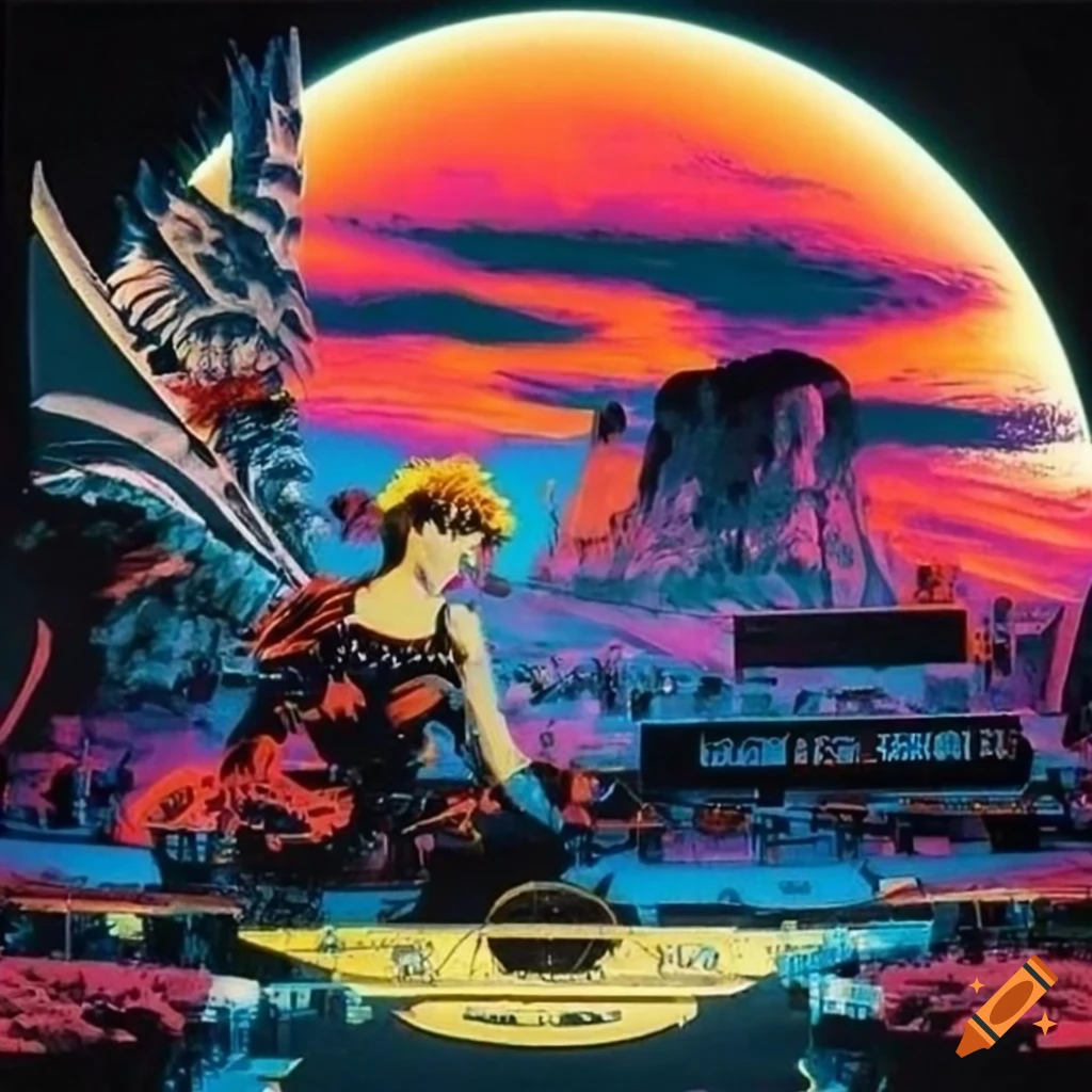 vibrant 1990s chillwave collage featuring various iconic references