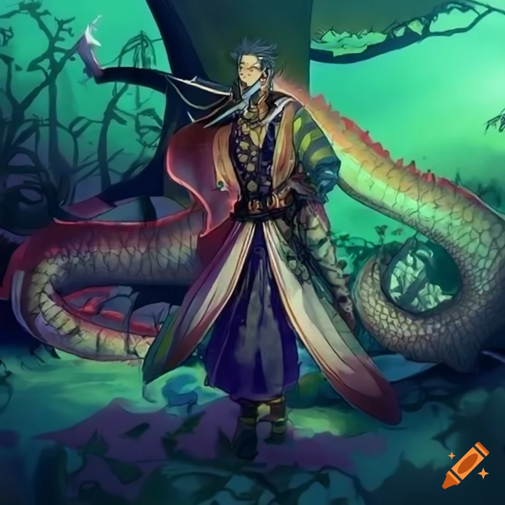 japanese ninja prince warrior that shape shifts into anaconda sea serpent  dragon studio ghibli, anime key visual, by makoto shinkai, deep color,  intricate, 8k resolution concept art, natural lighting, beautiful  composition by